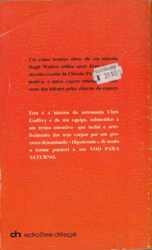 Back cover of 'Voo para Saturno'